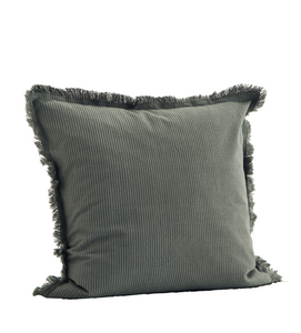 Green Striped Cushion Cover w/fringes