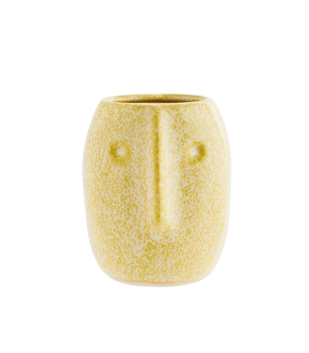 Flower pot w/ face imprint, lemon sorbet