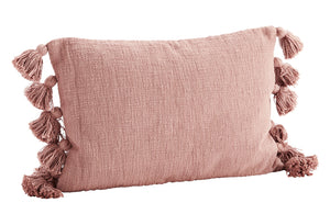 Cushion cover w/tassels, rose