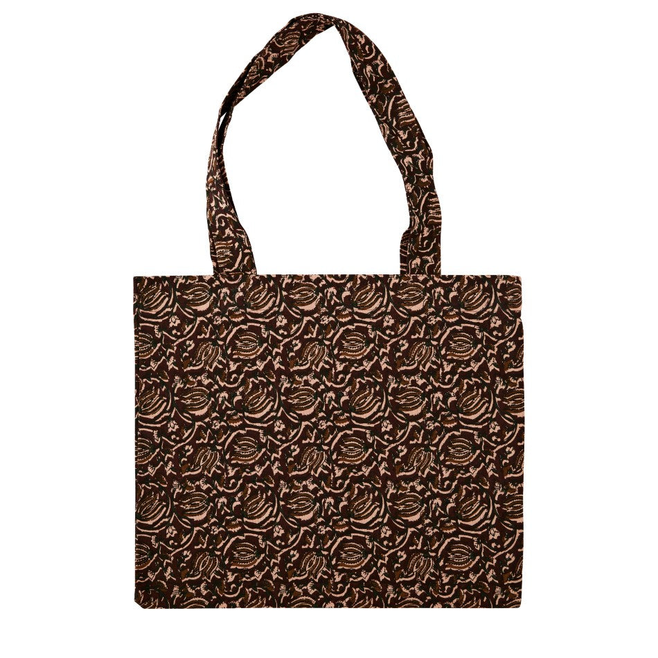 Printed Cotton Tote Bag - Ruby Wine