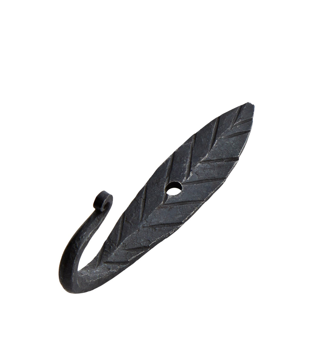 Hand Forged Black Iron Leaf Hook